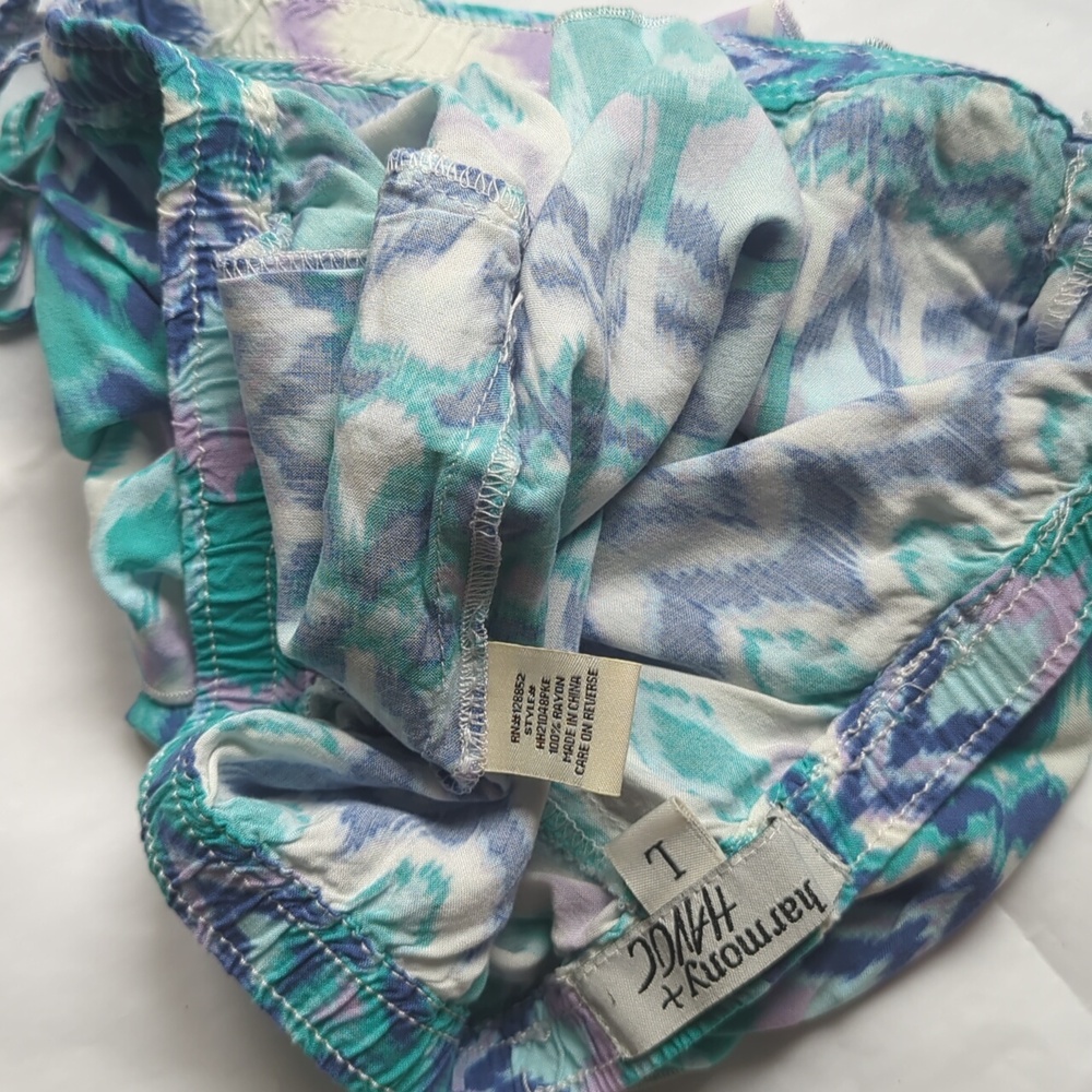 Boho Drawstring Colorful Patterned Shorts Large - Picture 10 of 11
